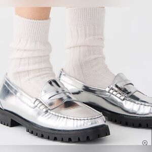 J. Crew women’s Winona Silver Loafers, size 7.5